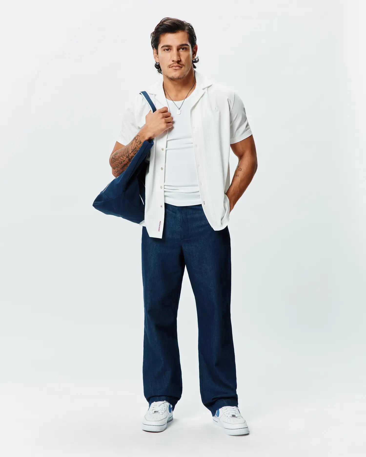 Psycho Bunny Men's Shirts Jayme Knit Shirt camicia bianca in seersucker