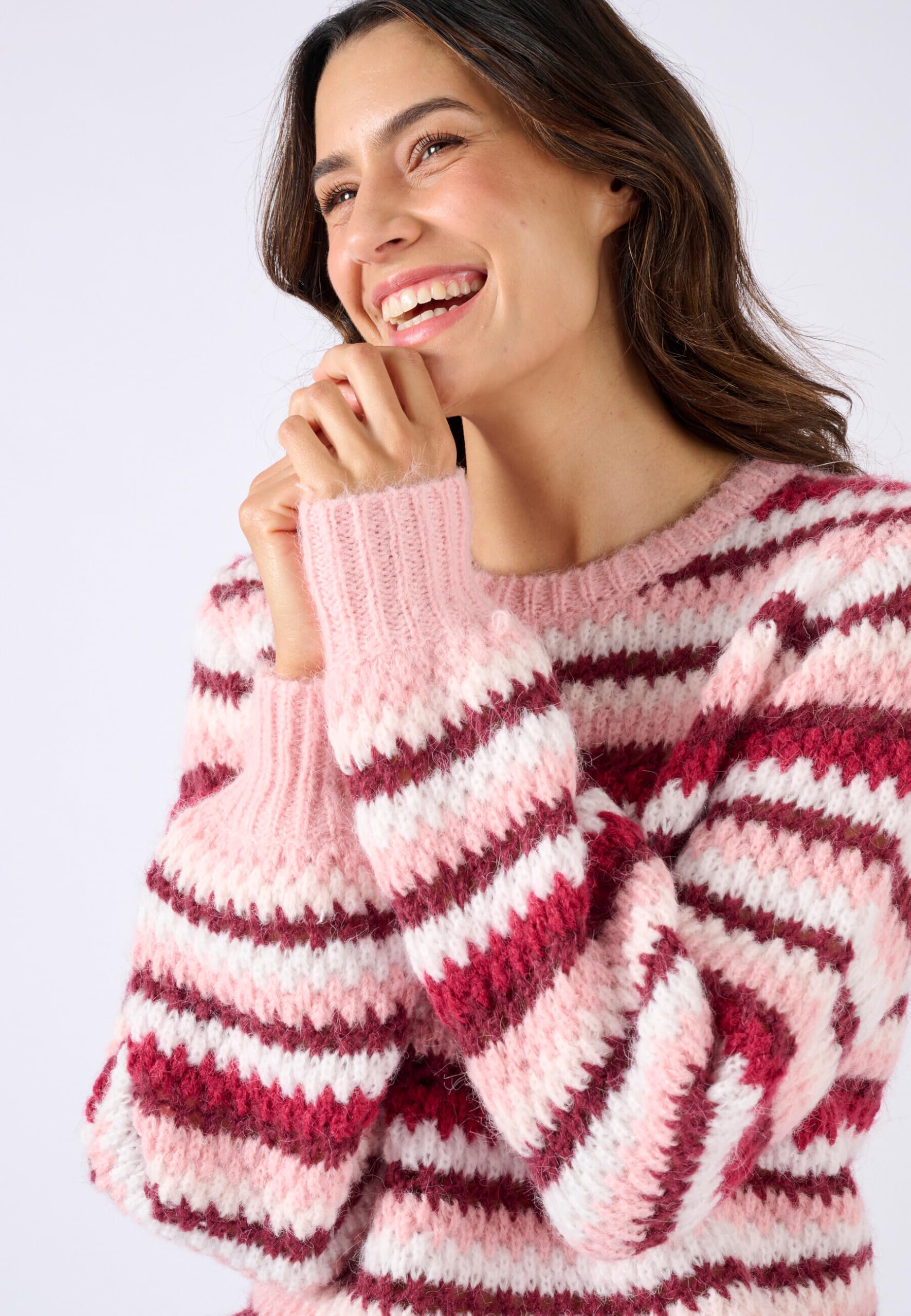 Damart Prêt-à-porter maglione a righe con maniche a palloncino