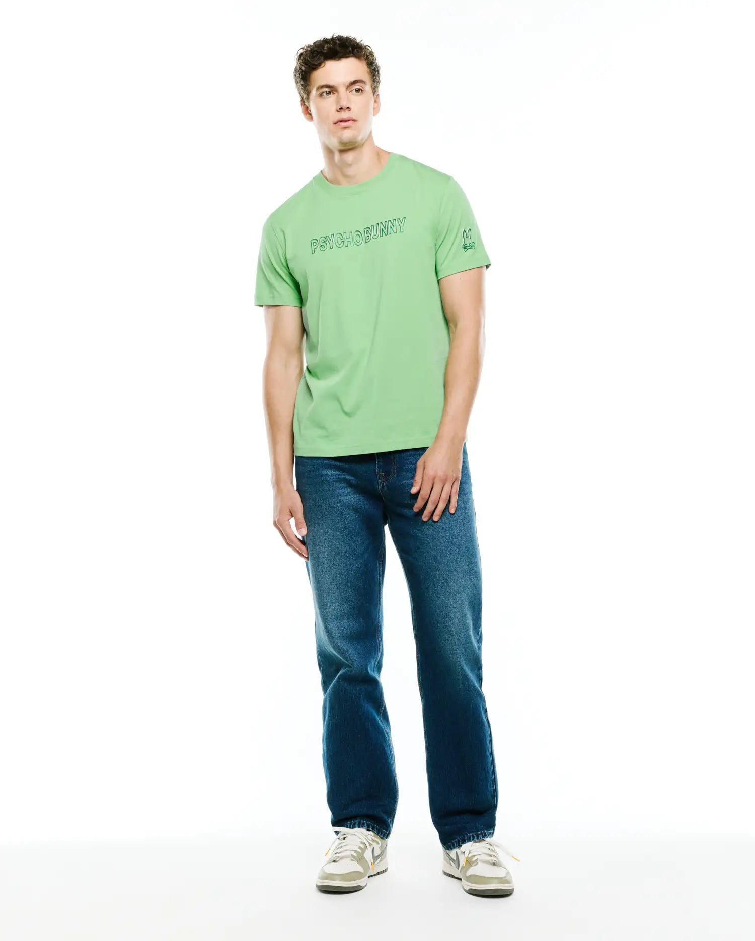 Psycho Bunny Men's Tees Joji Wordmark Graphic Tee maglietta verde