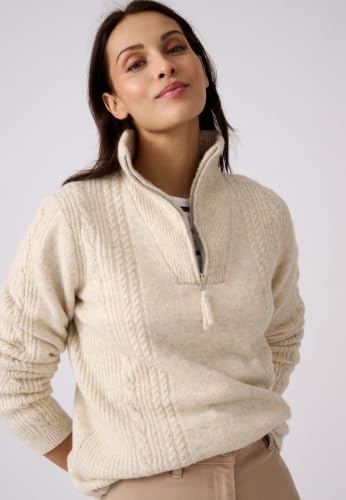 Damart Thermolactyl maglione da donna marrone beige mélange a trecce
