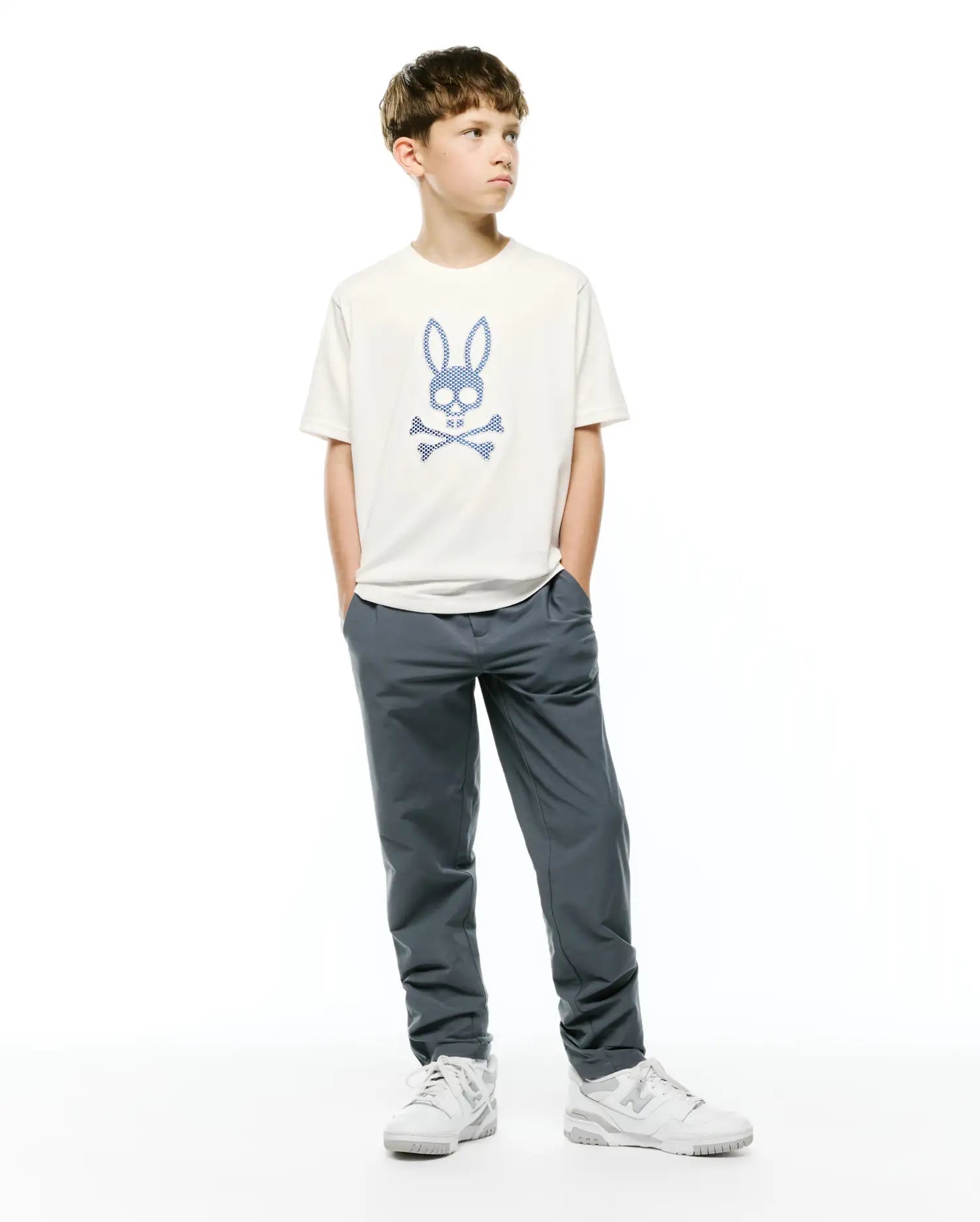 Psycho Bunny Kids Tees Stan Graphic Tee t-shirt bambino ecru grafica