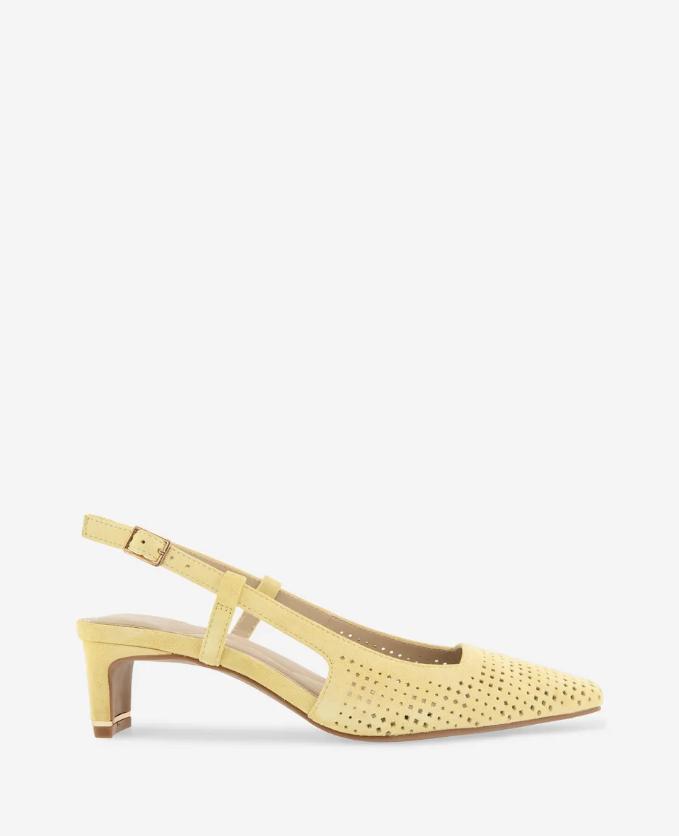 Kenneth Cole Reaction Shoes Marbella Perforated Suede Slingback Heel décolleté gialle in suede traforato