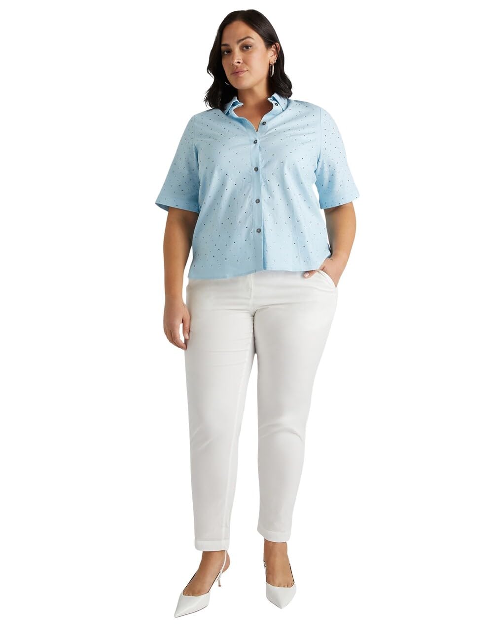 Fiorella Rubino Pantaloni in cotone e lyocell stretch curvy