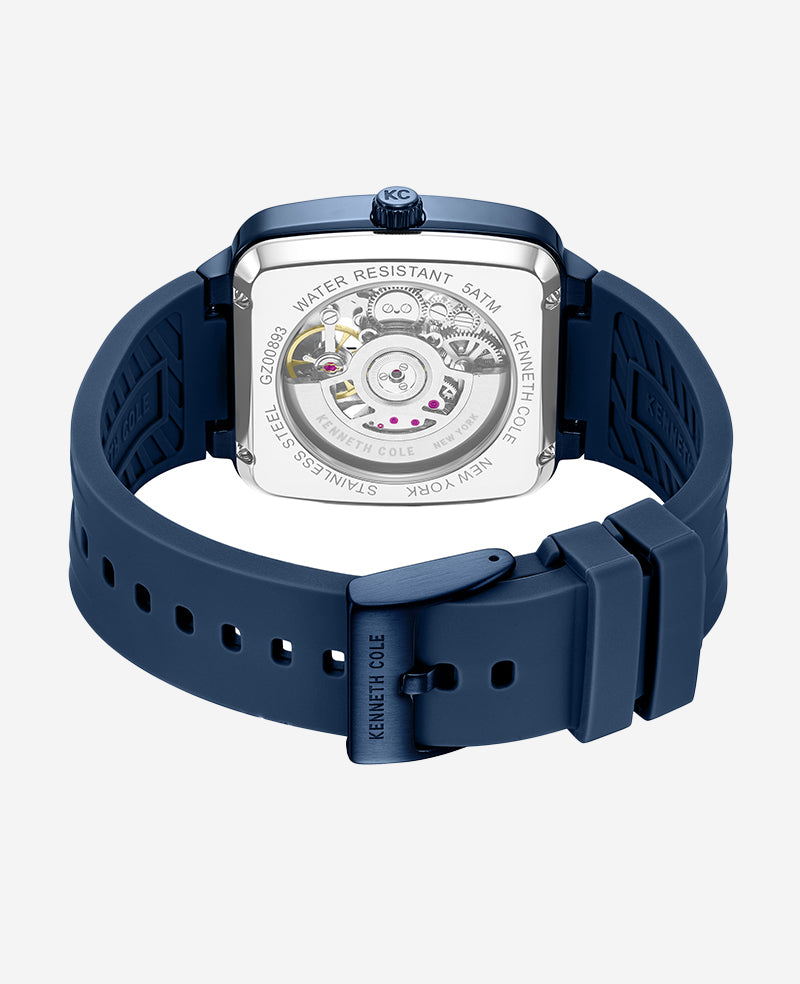 Kenneth Cole Reaction Watches Skeleton Automatic orologio blu con cinturino in silicone