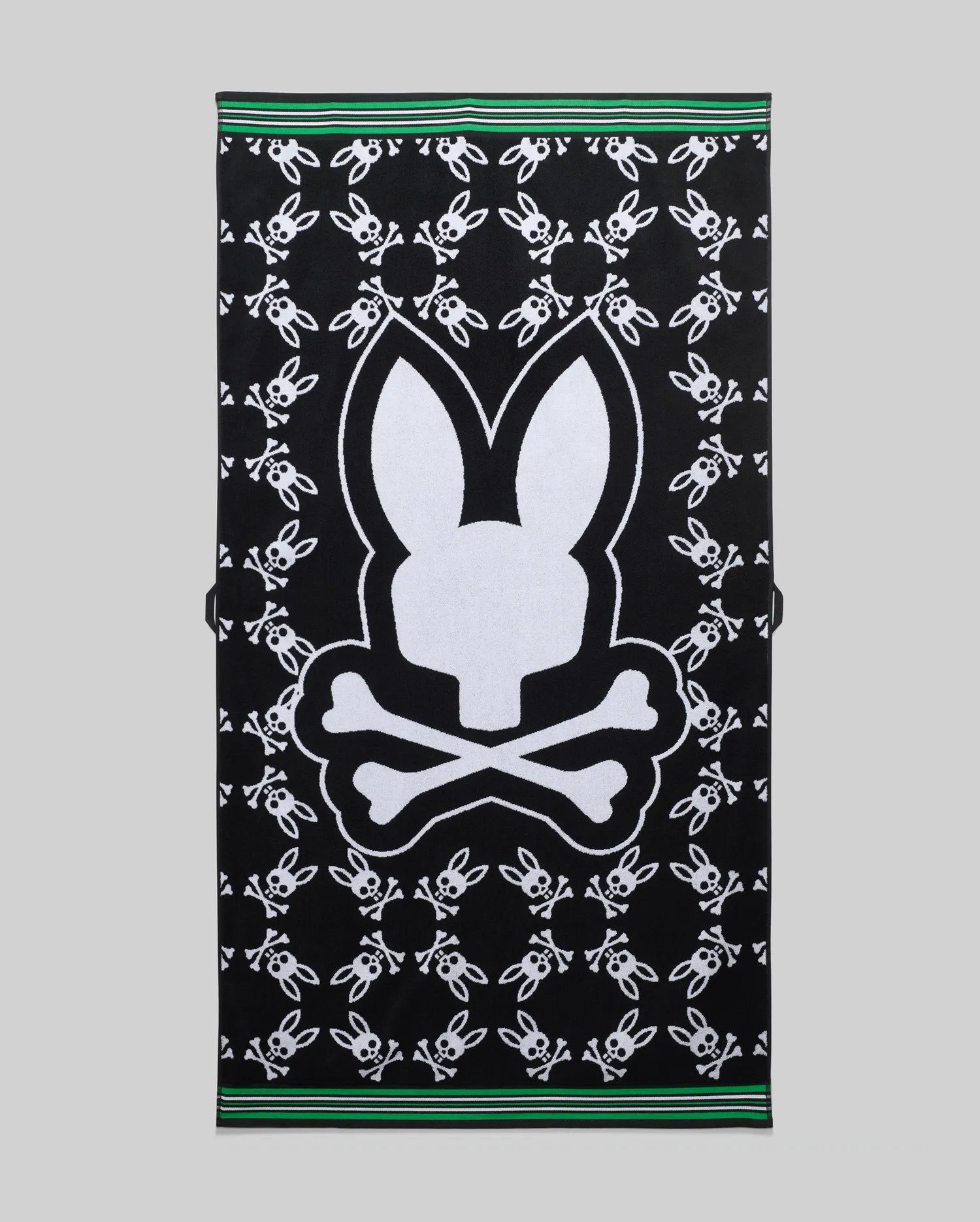 Psycho Bunny Accessories ALL OVER BUNNY TOWEL MO1700041 asciugamano nero in cotone