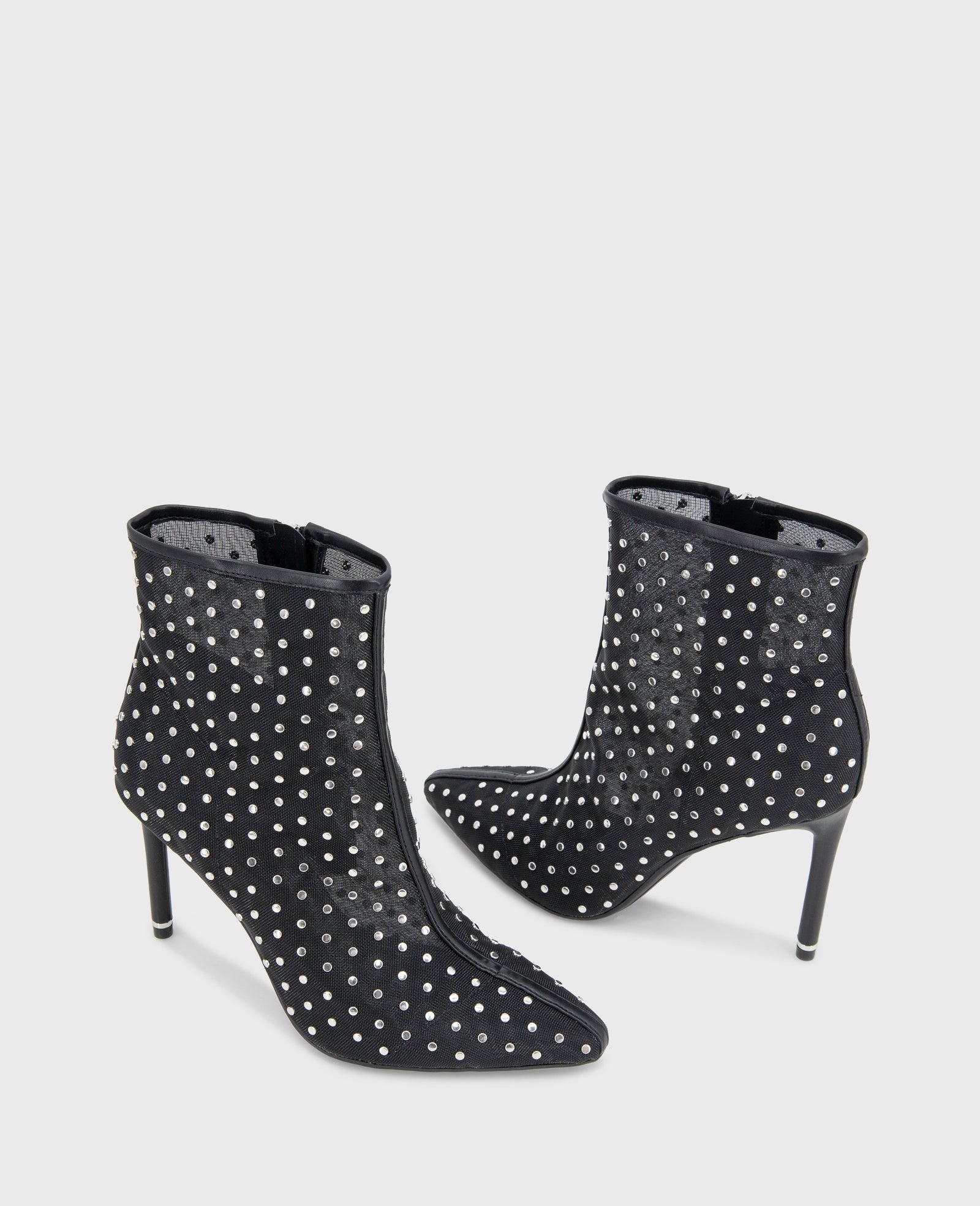 Kenneth Cole Reaction Shoes Quincy Mesh Micro Stud Heel Ankle Bootie stivaletti neri