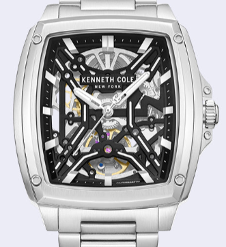 Kenneth Cole Reaction Skeleton Automatic Bracelet Watch orologio argento automatico