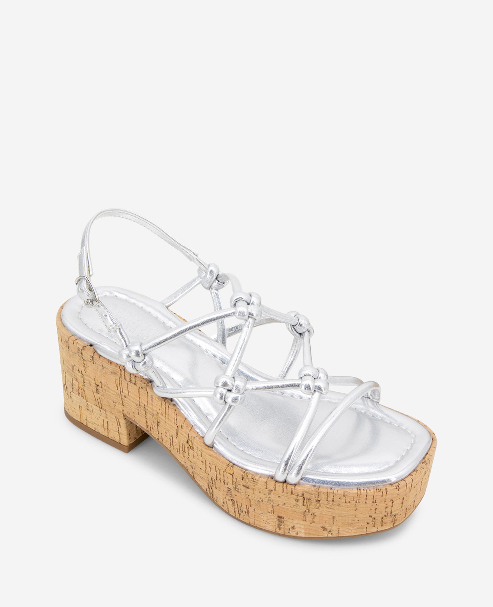 Kenneth Cole Reaction Shoes Essa Metallic Cork Platform Sandal sandali argento zeppa 7,5