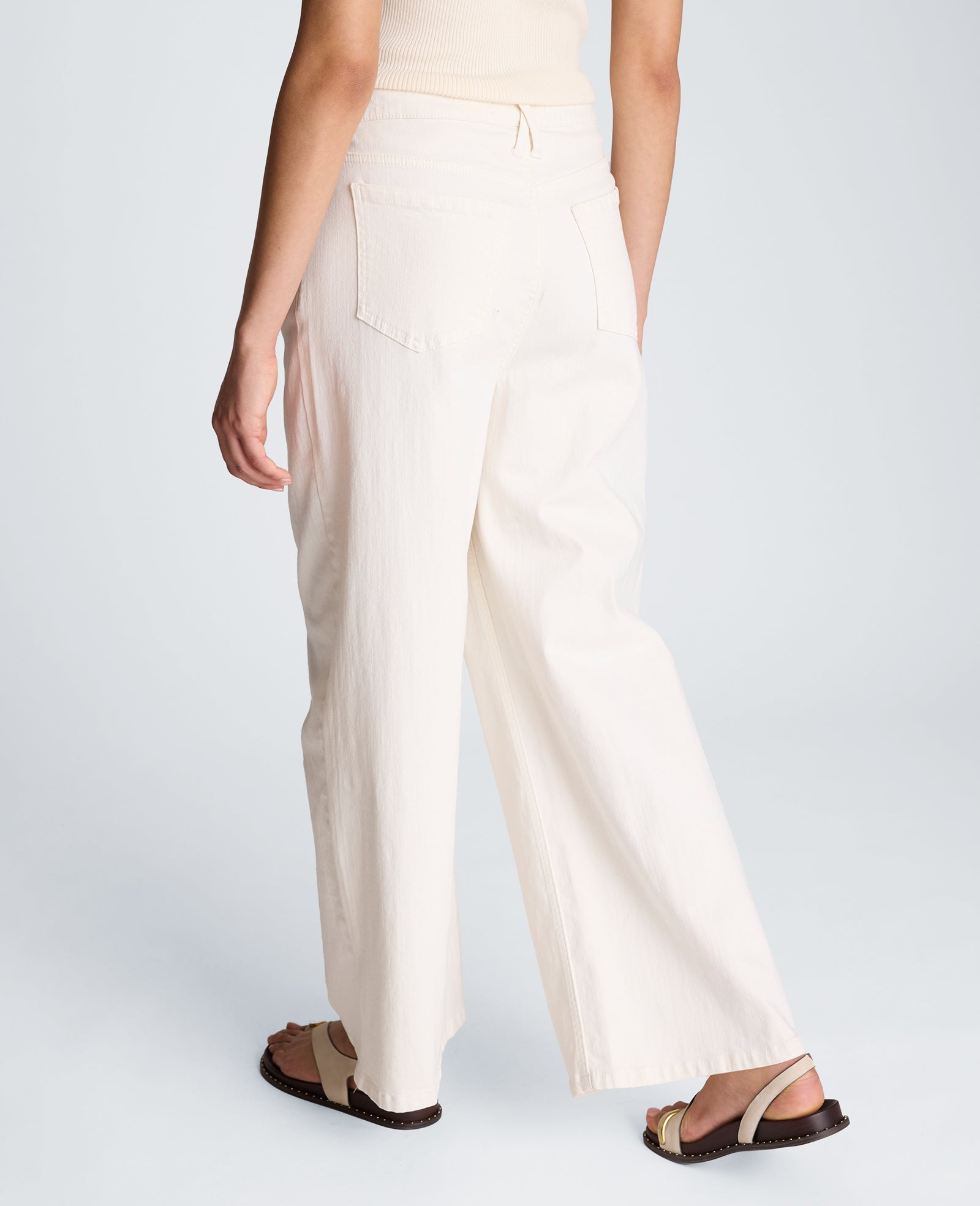Kenneth Cole Reaction Clothing High Rise Fly Front Wide Leg Denim jeans bianchi Pure White vita alta