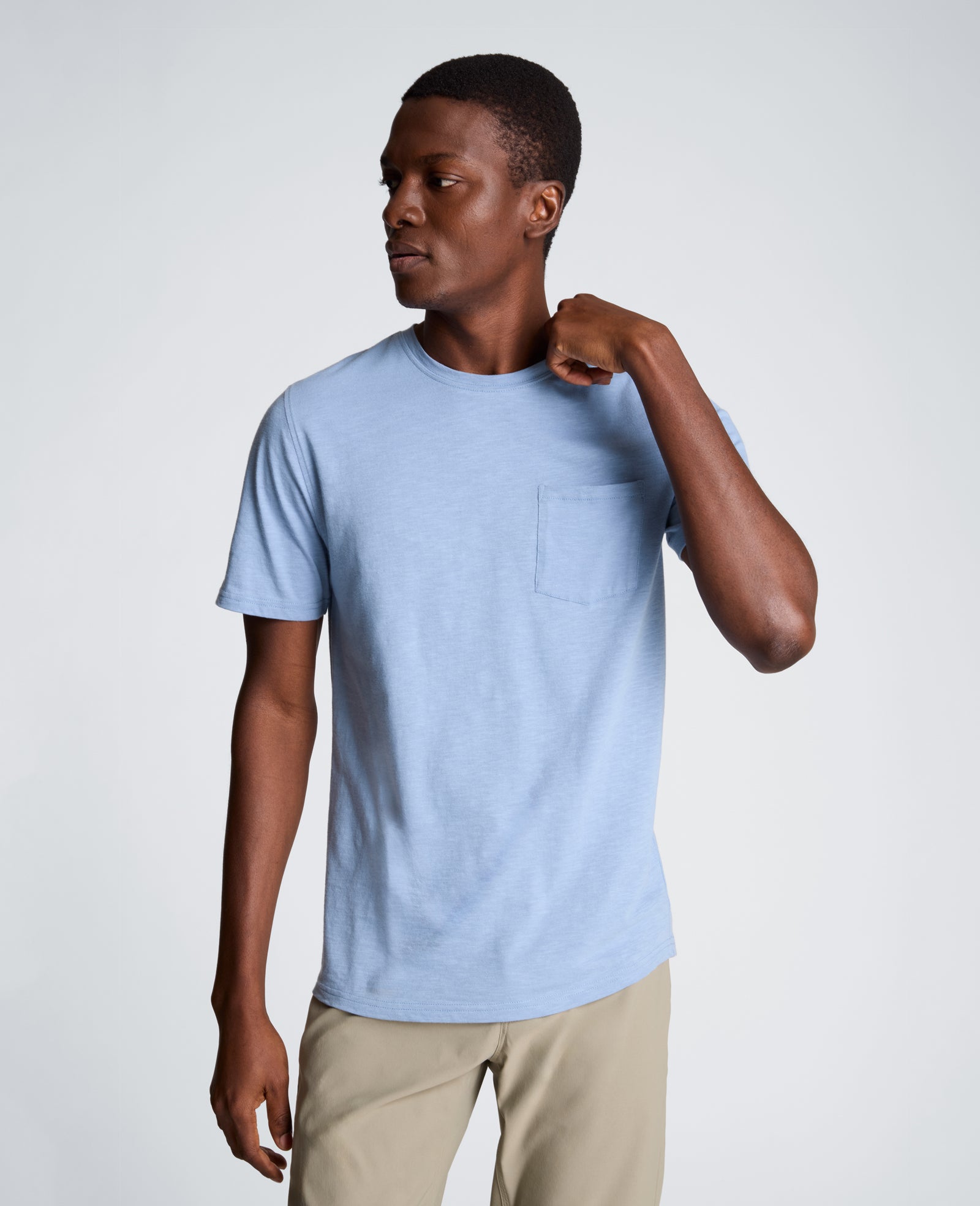 Kenneth Cole Reaction Clothing Crew Neck Tee with Pocket T-shirt blu con taschino