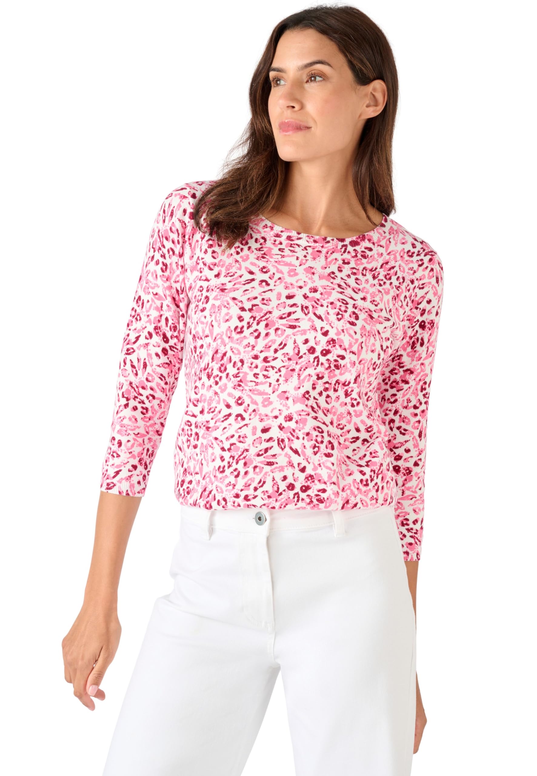 Damart Prêt-à-porter maglia sottile rosa tachista in cotone biologico