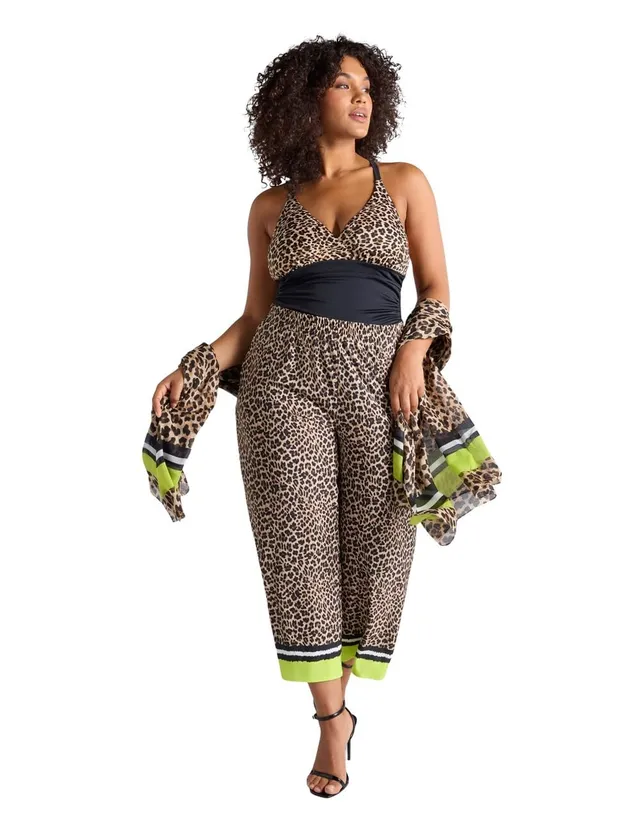 Fiorella Rubino Pantaloni cropped stampa maculata curvy