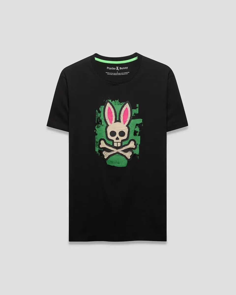 Psycho Bunny Men's Tees Marcus Graphic Tee maglietta nera