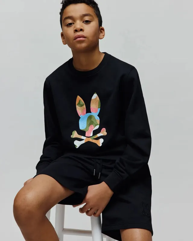 Psycho Bunny Kids Sweatshirts & Hoodies KIDS ARA CREW KT0500059 felpa nera