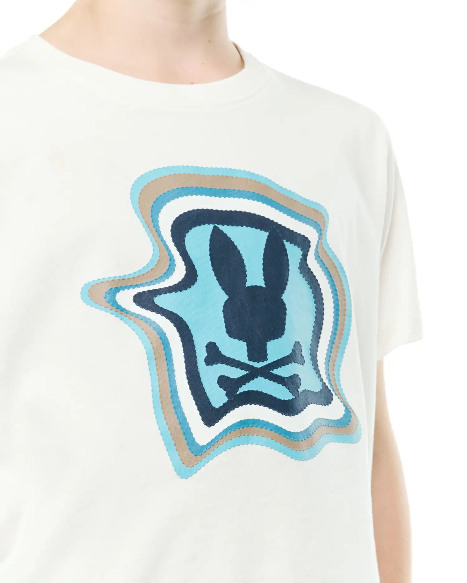 Psycho Bunny Kids Tees Kids' Klaus Pima Graphic Tee maglietta ecru cotone Pima