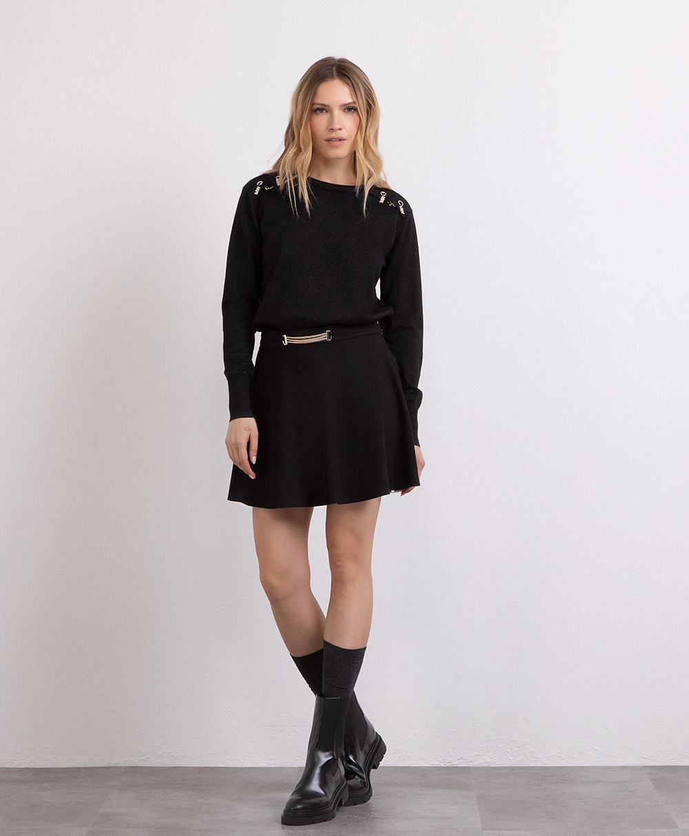 Markup Donna Maglieria Girocollo dettagli lurex applicazioni spalle maglia donna