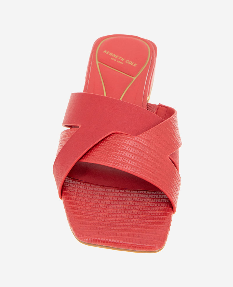 Kenneth Cole Reaction Shoes Issa Embossed Lizard Sandal sandalo rosso effetto lucertola