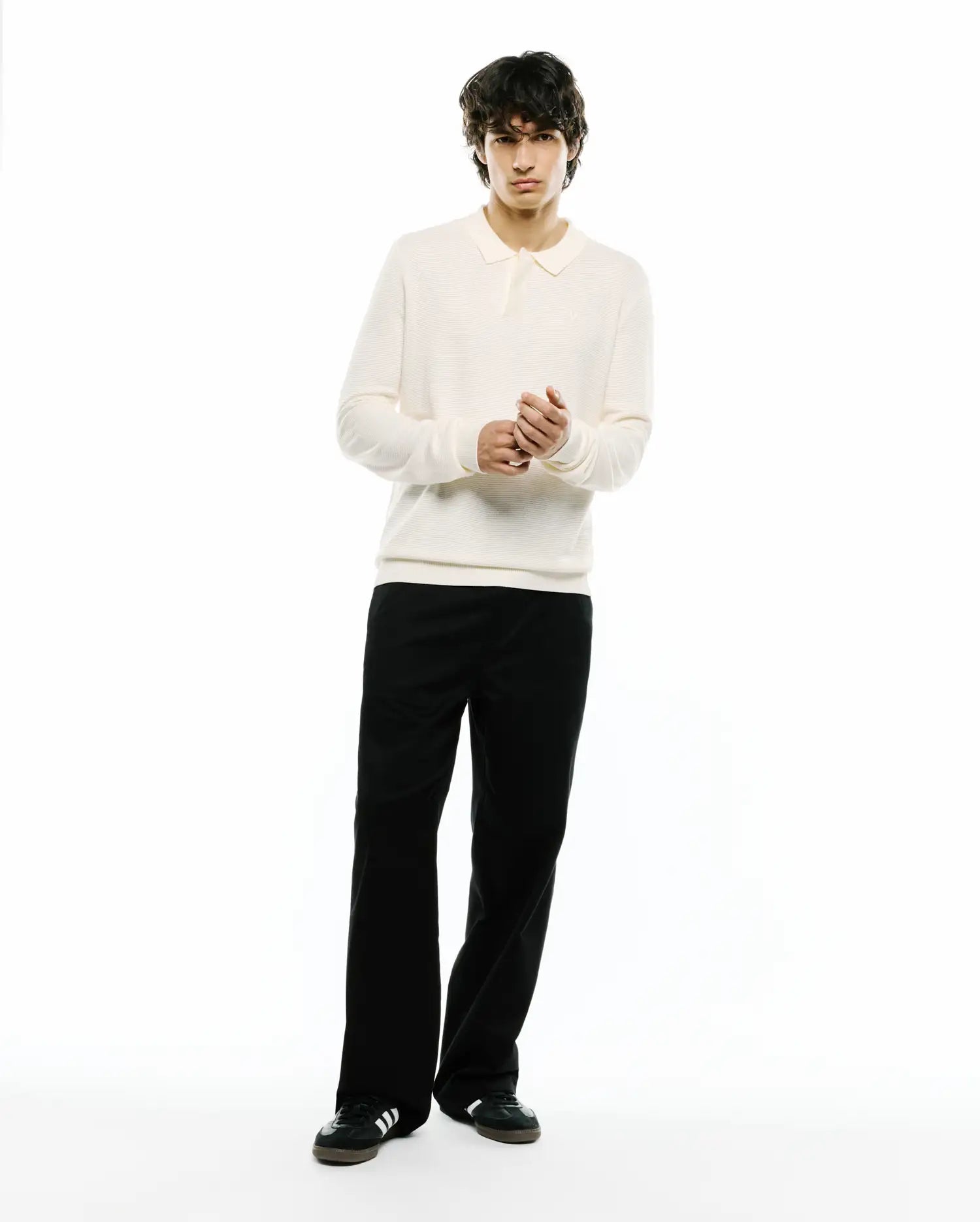 Psycho Bunny Men's Polos Men's Leroy Long Sleeve Polo polo bianca manica lunga