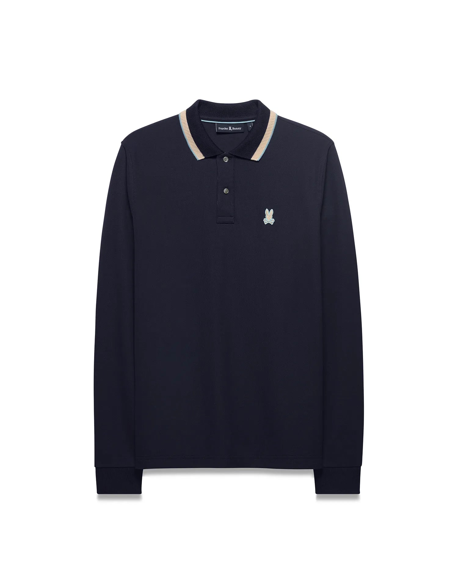 Psycho Bunny Men's Polos Men's Grover Pique Longsleeve Polo polo blu piqué