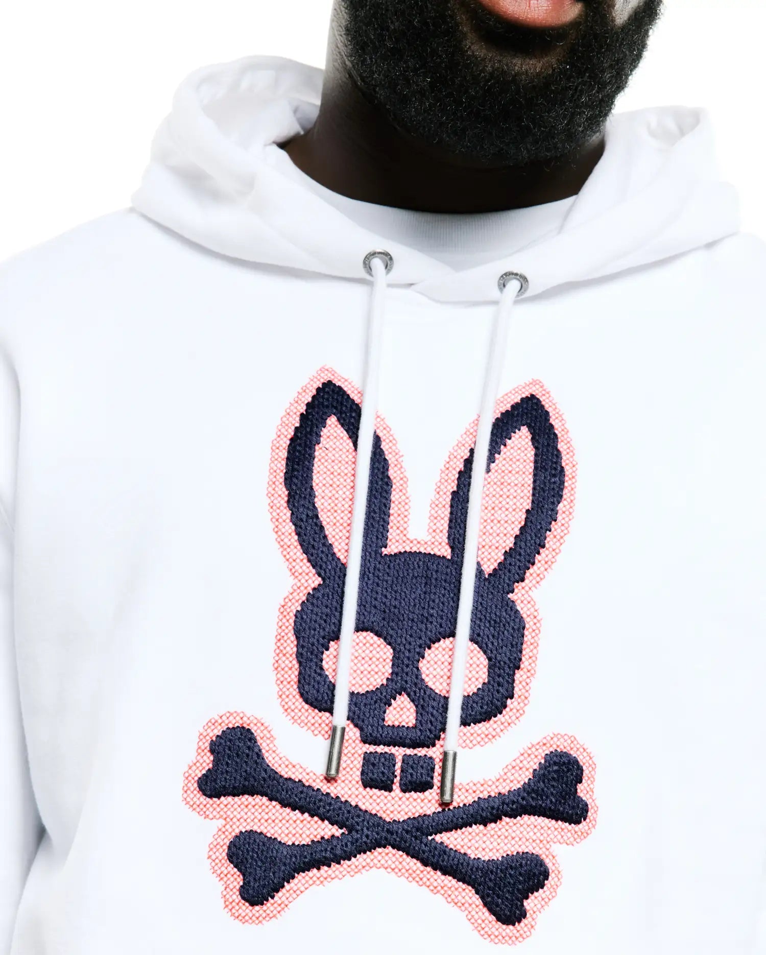 Psycho Bunny Men's Sweatshirts & Hoodies Samson Felpa con cappuccio bianca in cotone