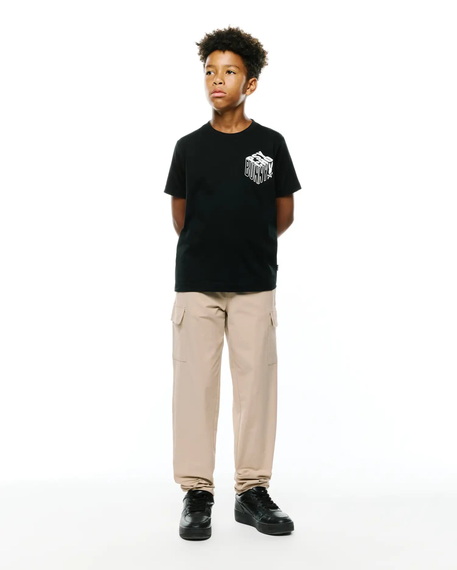 Psycho Bunny Kids Tees Conan Pima Graphic Tee maglietta nera in cotone Pima