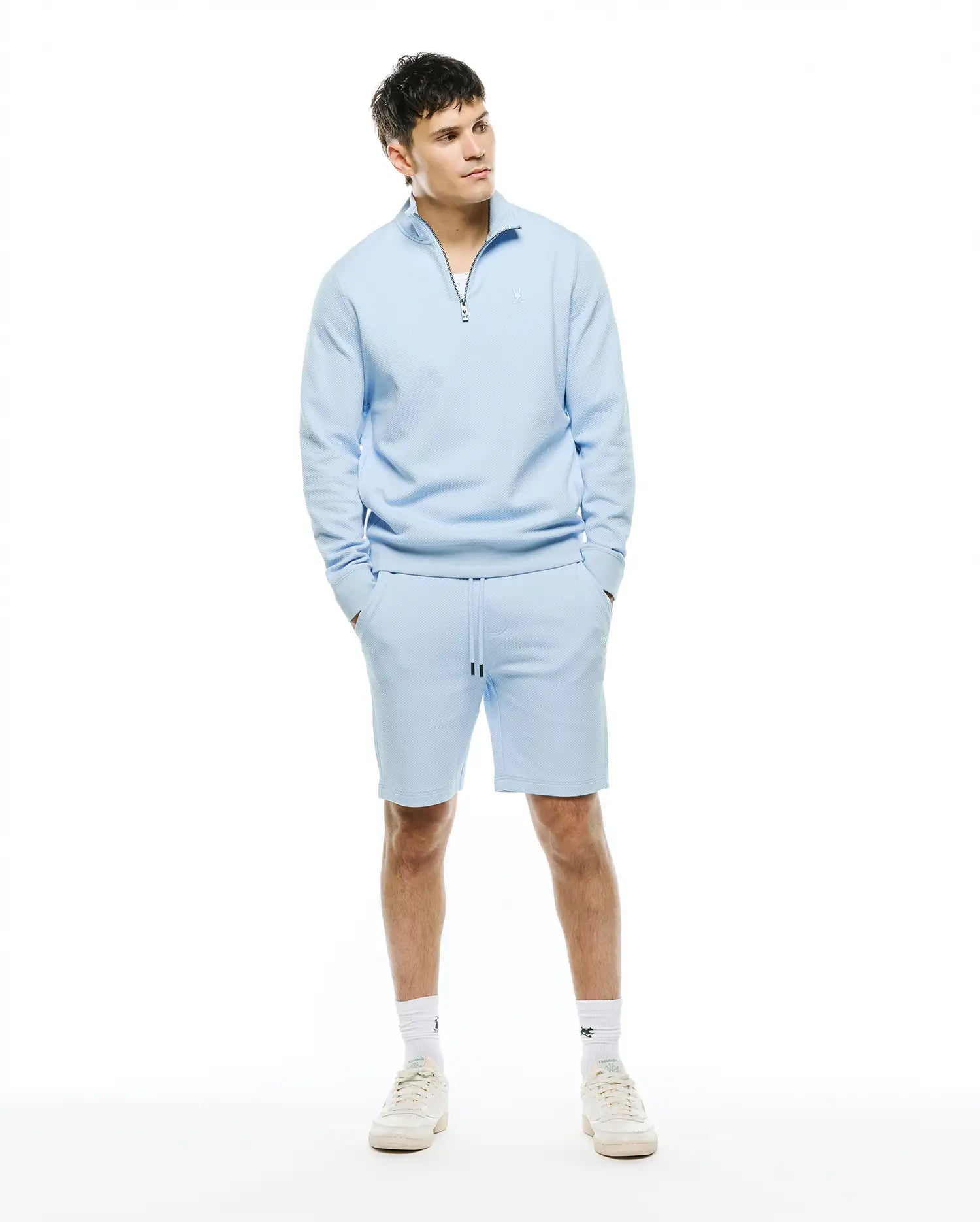 Psycho Bunny Men's Shorts Marc Textured Knit Short 8" MB0900064 Shorts blu elasticizzati
