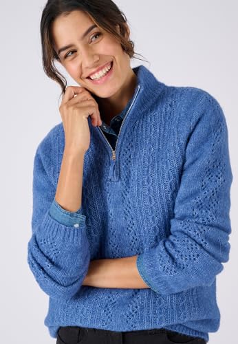Damart Prêt-à-porter Maglione colletto con zip maglione blu 38-40 misto alpaca