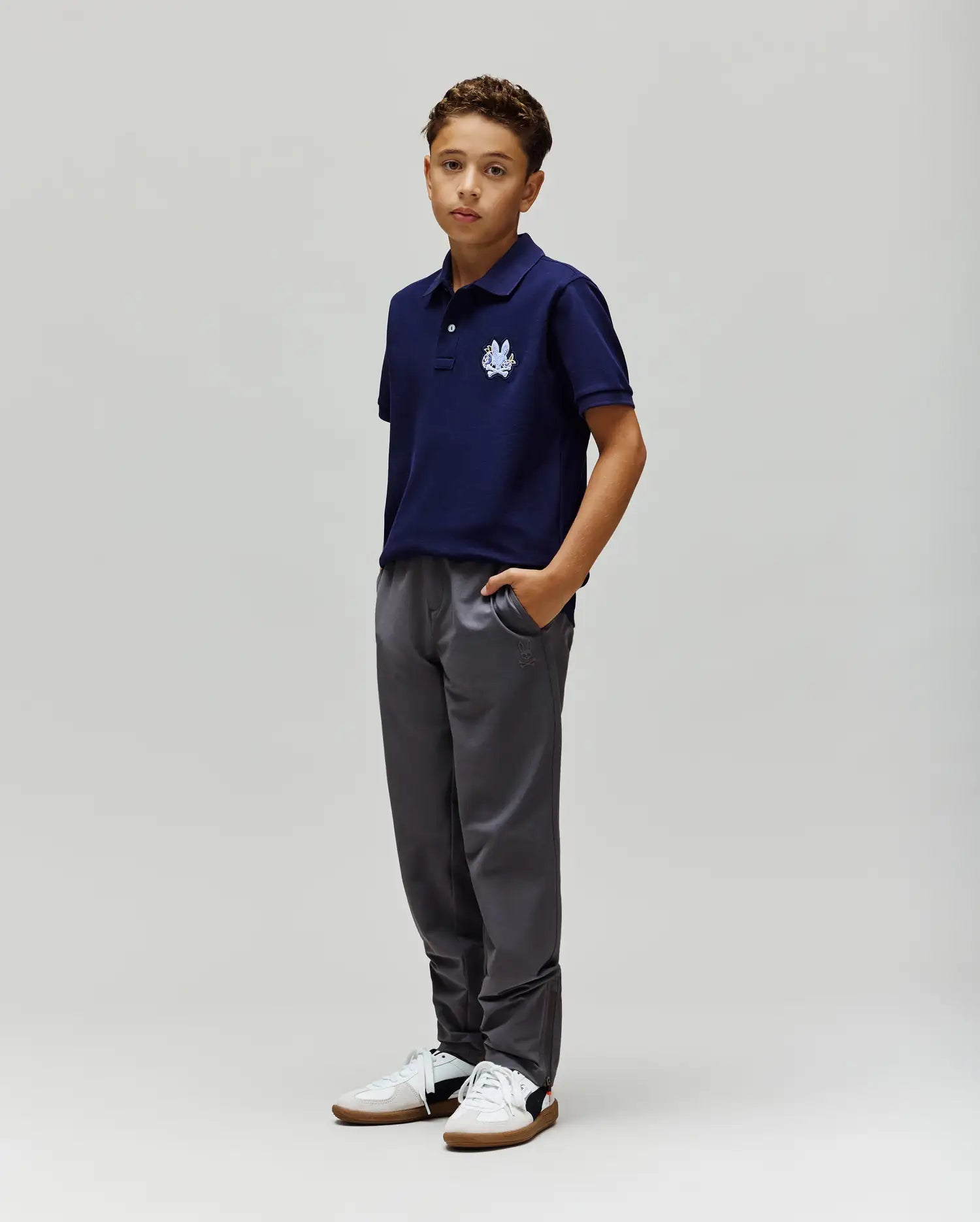 Psycho Bunny Kids Bottoms Mathieu Commuter Pant KB0600002 pantaloni Blackened Pearl elasticizzati