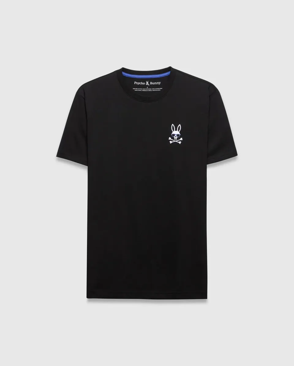 Psycho Bunny Men's Tees Sunny Chest Graphic Tee MT0200278 T-shirt nera ricamata