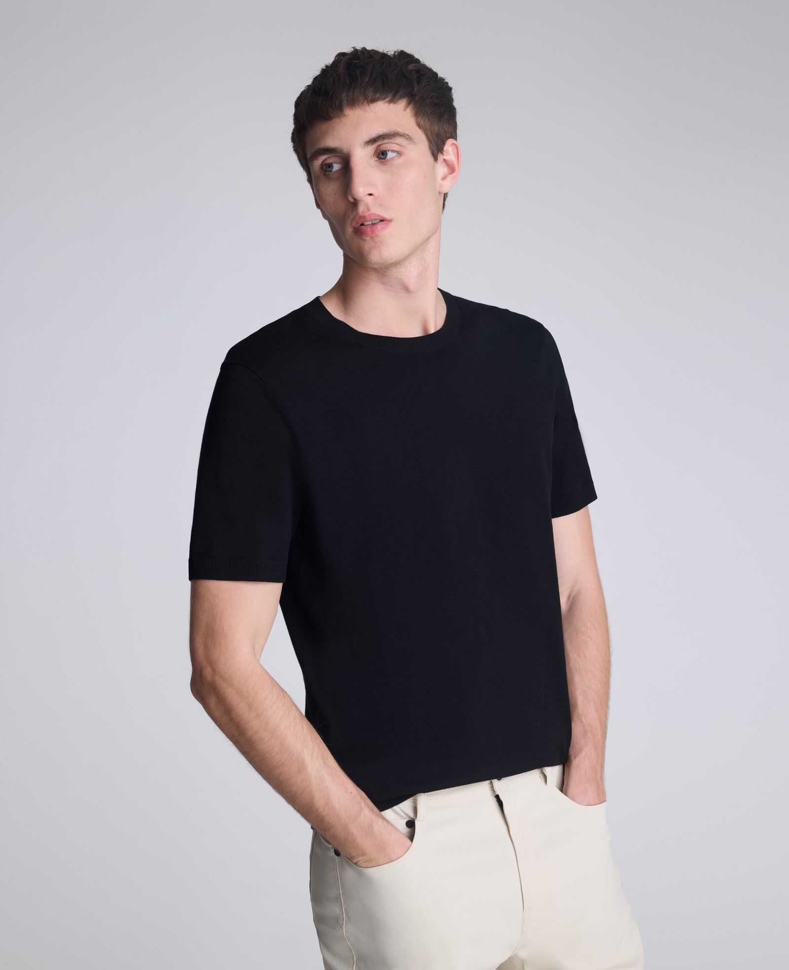 Kenneth Cole Reaction Clothing Sweater Tee maglia nera uomo viscosa