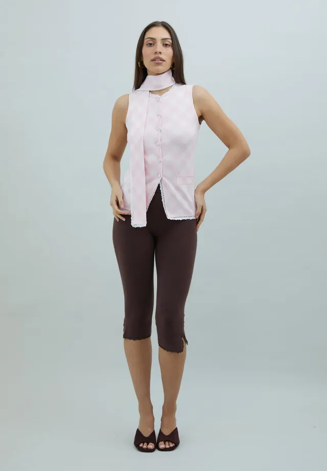 House Of Sunny Women's Knitwear PINK LADIES PEGGY VEST gilet UK 6-18 sciarpa staccabile