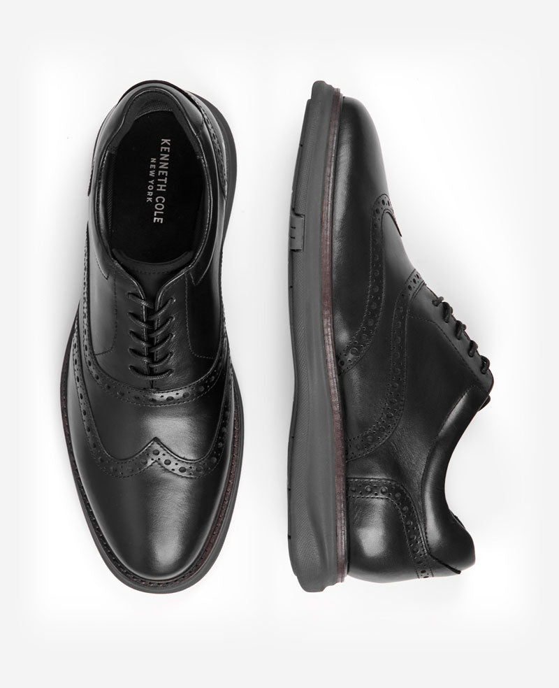 Kenneth Cole Reaction Shoes Lendal Wingtip Oxford oxford in pelle nera