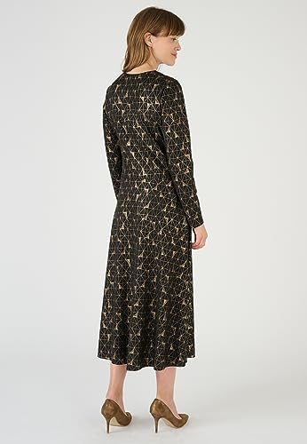 Damart Prêt-à-porter Abito da donna con stampa in maglia fantasia svasato senza livello Nero grafico 44