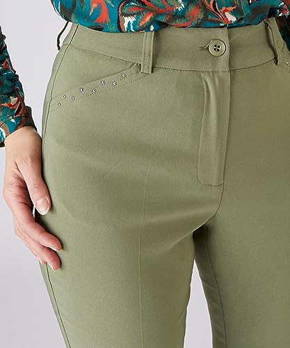Damart Prêt-à-porter pantaloni 7/8 donna aderenti kaki 52 elasticizzati