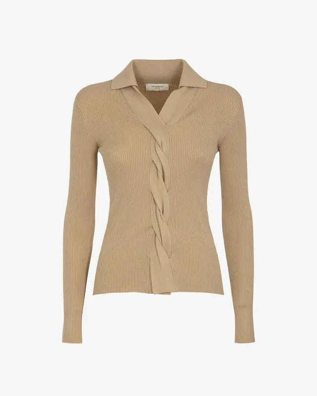 Markup Donna Maglieria Maglia a coste con treccia maglia