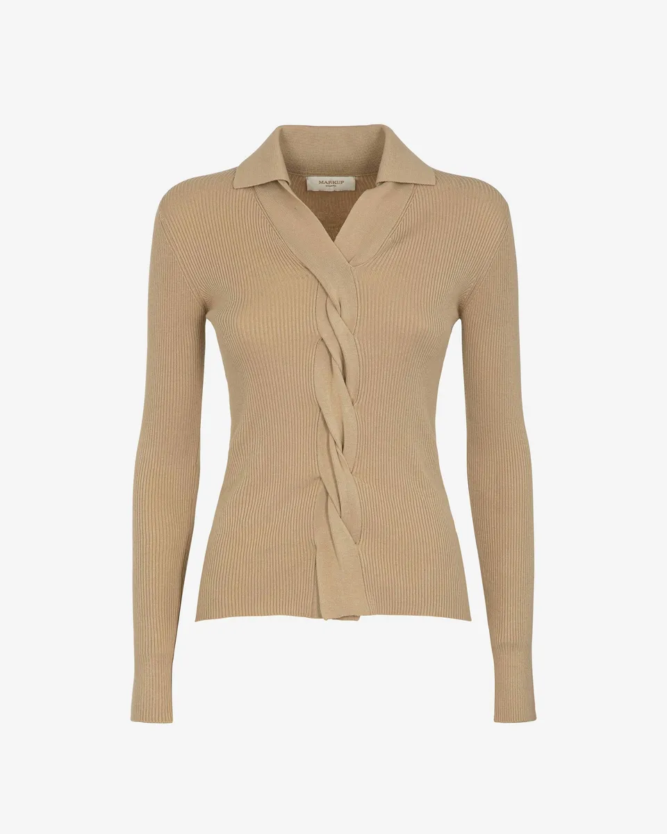Markup Donna Maglieria Maglia a coste con treccia maglia