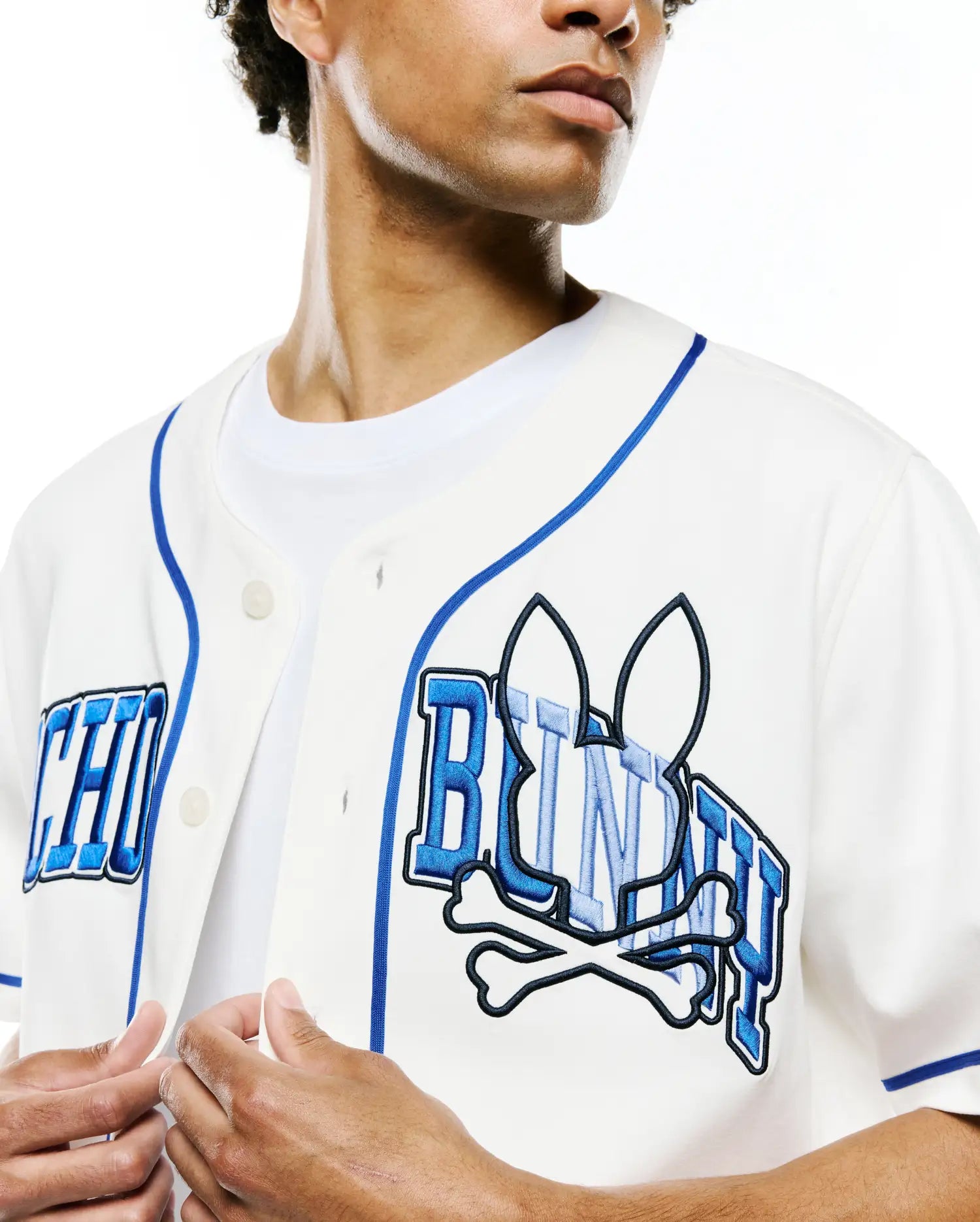Psycho Bunny Men's Shirts Nathaniel Baseball Shirt camicia 049 Ecru