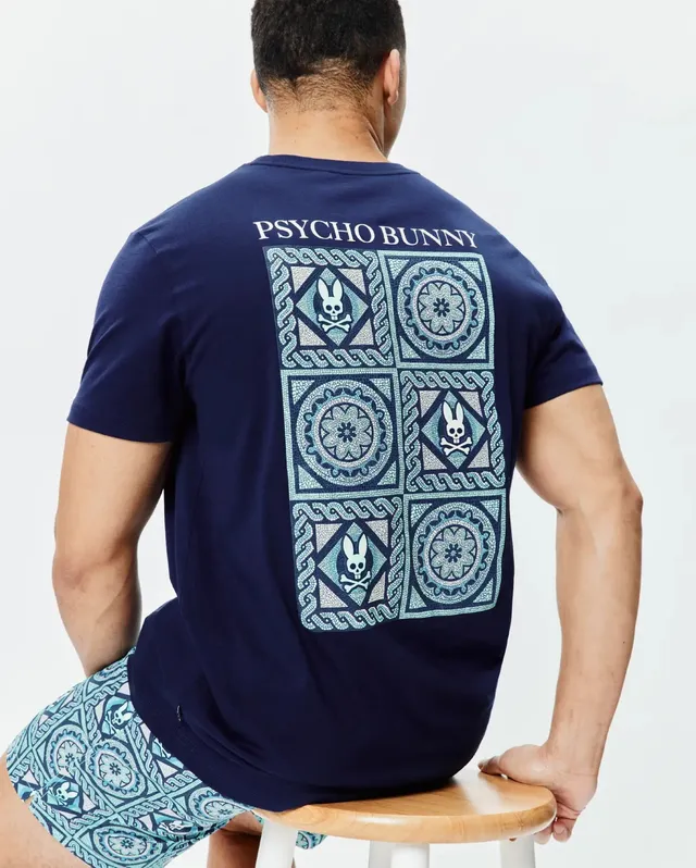 Psycho Bunny Men's Tees Frank Back Graphic Tee MT0200293 T-shirt blu
