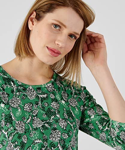 Damart Prêt-à-porter Maglione maglia fine maniche 3/4 verde floreale 40