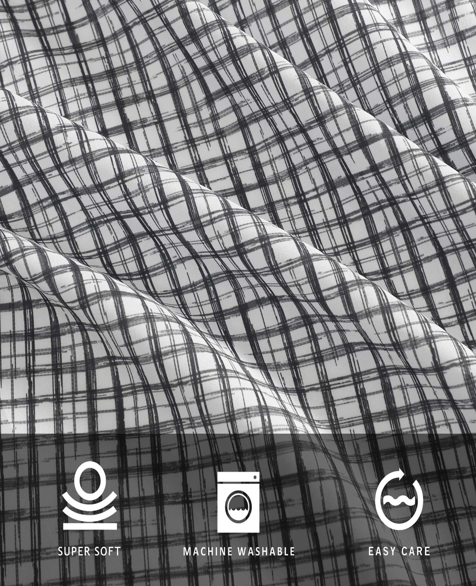 Kenneth Cole Reaction Home & Bedding Sketchy Check Sheet Set lenzuola Charcoal Queen poliestere