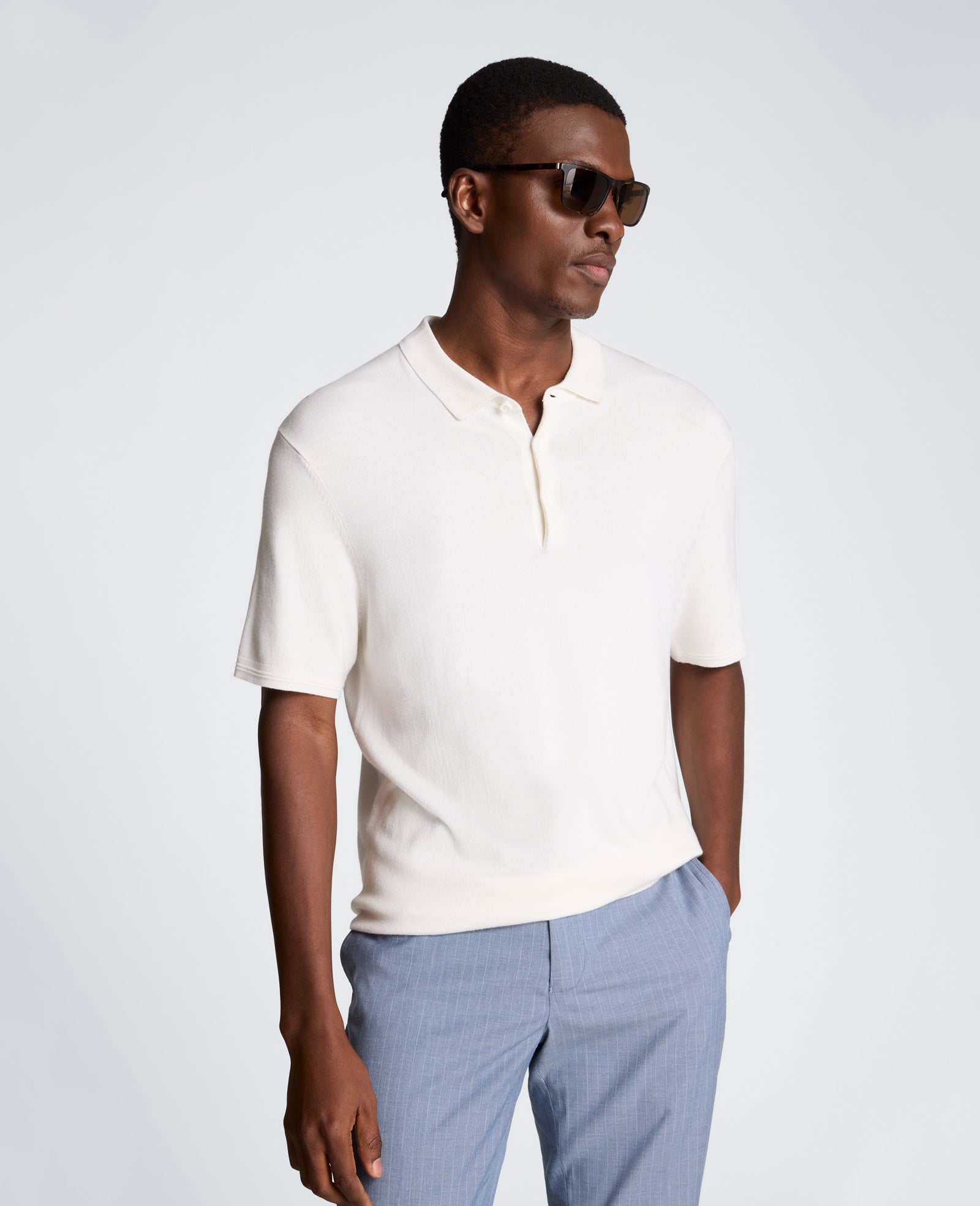 Kenneth Cole Reaction Clothing Short Sleeve Polo Sweater maglia polo bianca leggera
