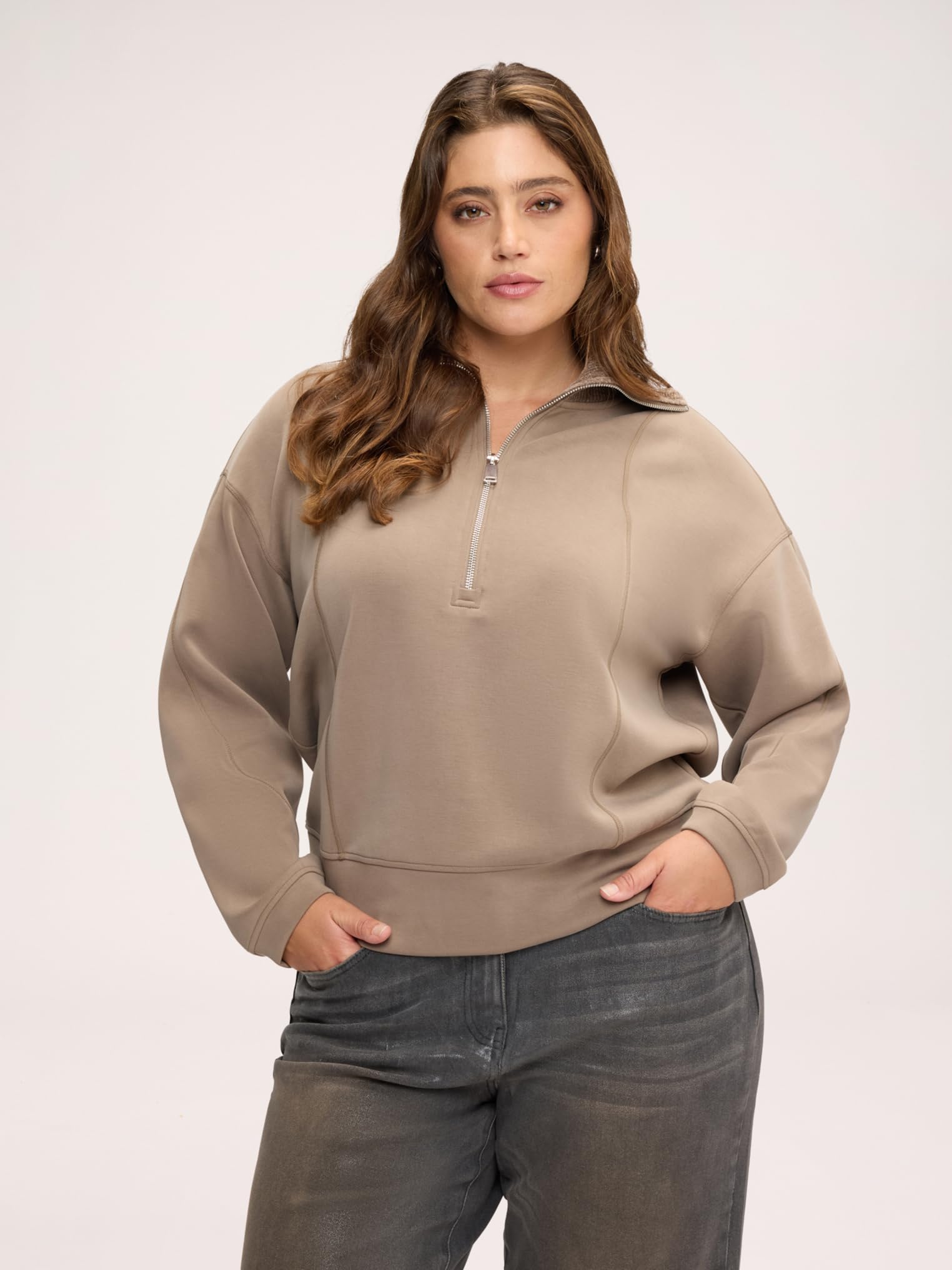 Fiorella Rubino Maglie e felpe Felpa Chiusa con Colletto Alto e Zip felpa XS Plus over