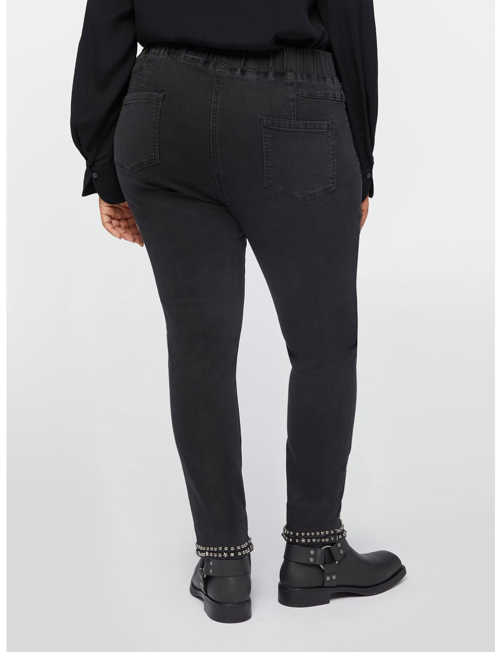 Fiorella Rubino Jeans Jeggings con Borchie al Fondo 52 Plus denim nero