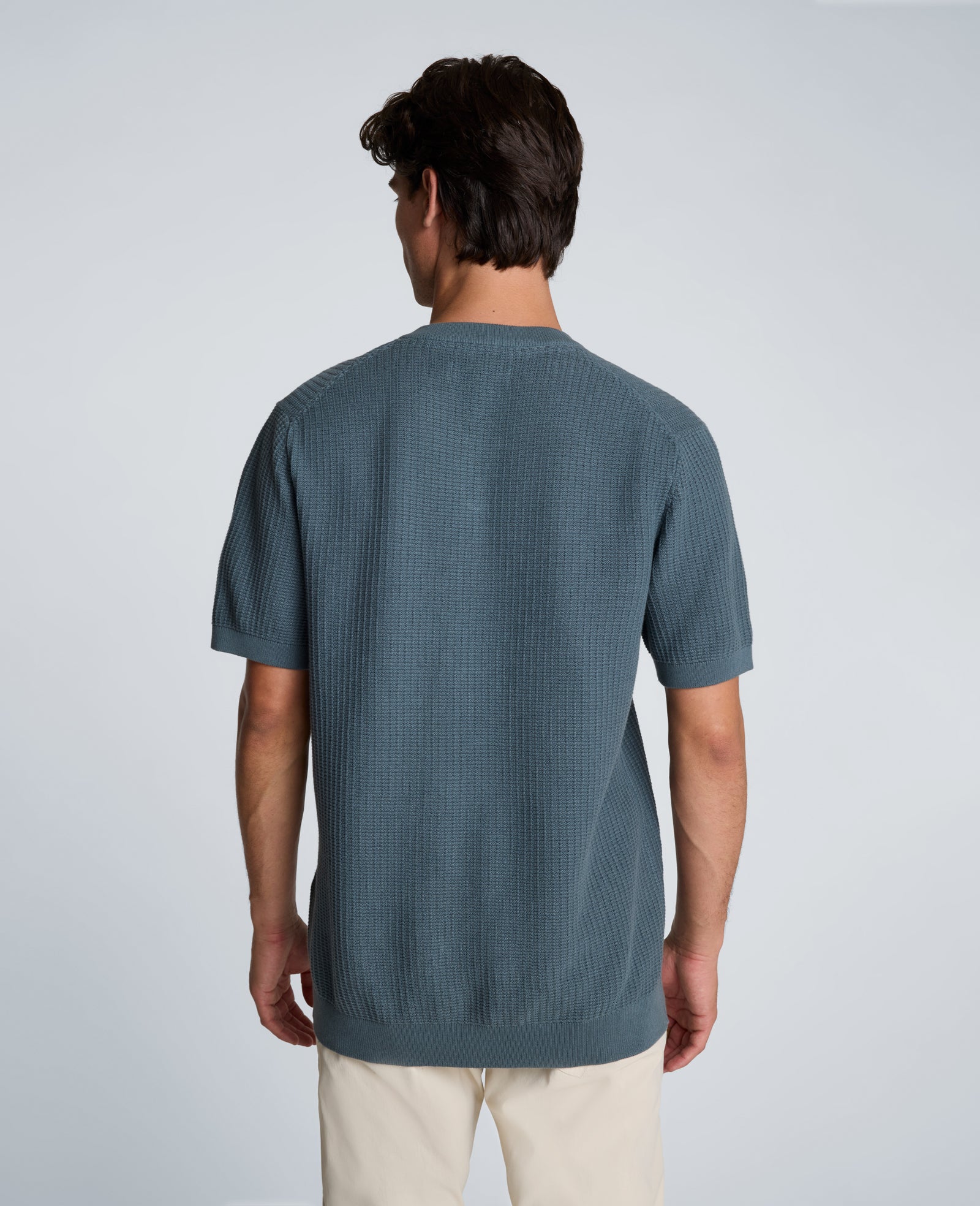 Kenneth Cole Reaction Johnny Collar Henley Sweater maglione blu medio S-XXL in cotone