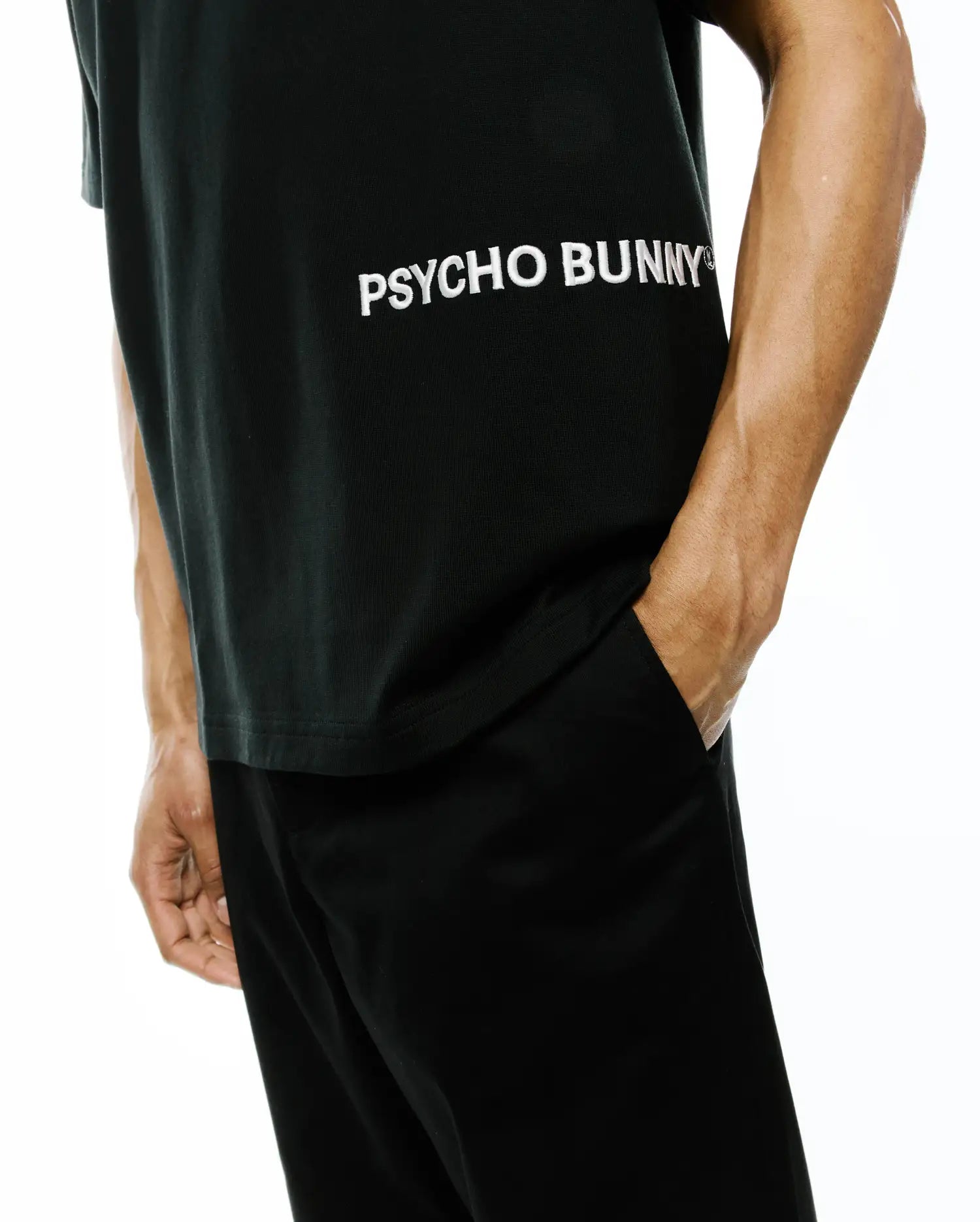 Psycho Bunny Men's Tees Haiden Oversized Tee maglietta nera in Pima