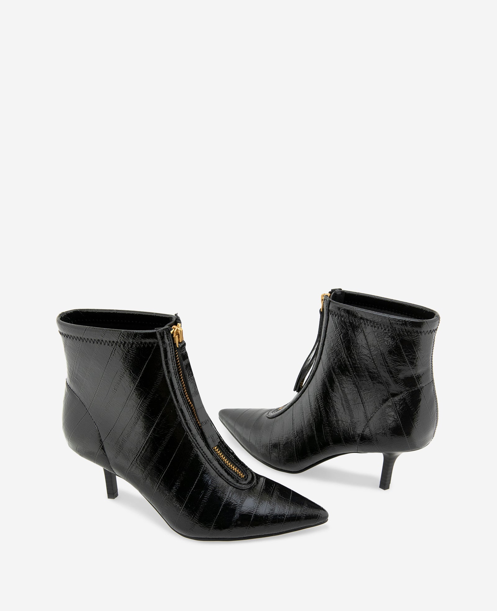 Kenneth Cole Reaction Shoes Udaya Embossed Eel Heel Bootie stivaletto nero tacco