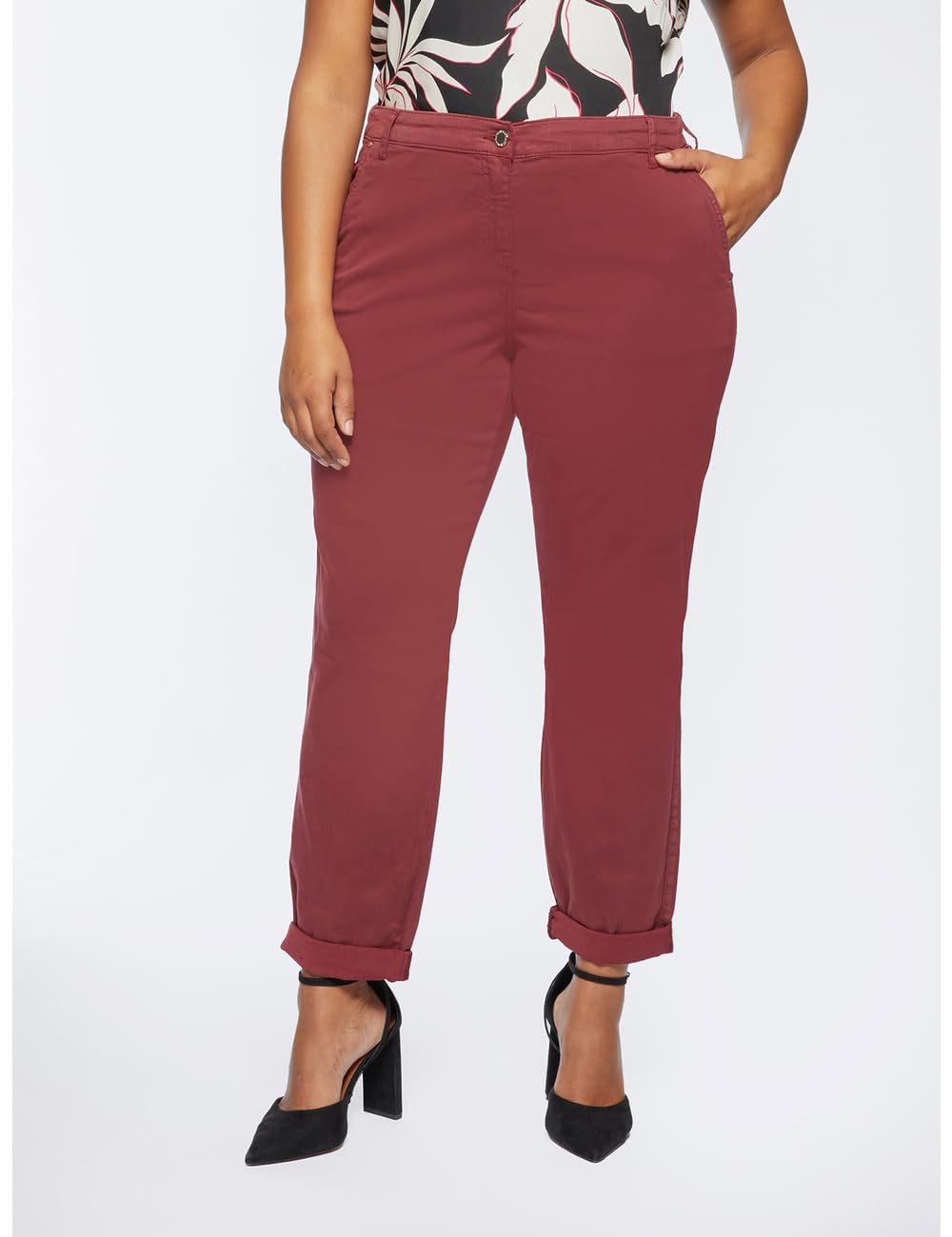 Fiorella Rubino Pantaloni Chinos in Tencel pantaloni 48 Plus gamba dritta
