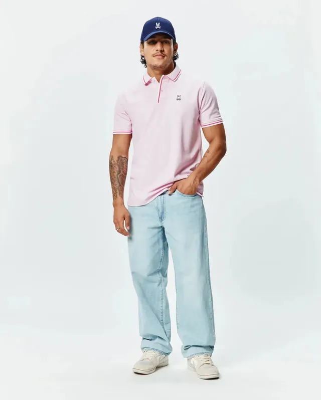 Psycho Bunny Men's Polos Faye Pique Polo polo rosa taglie uomo