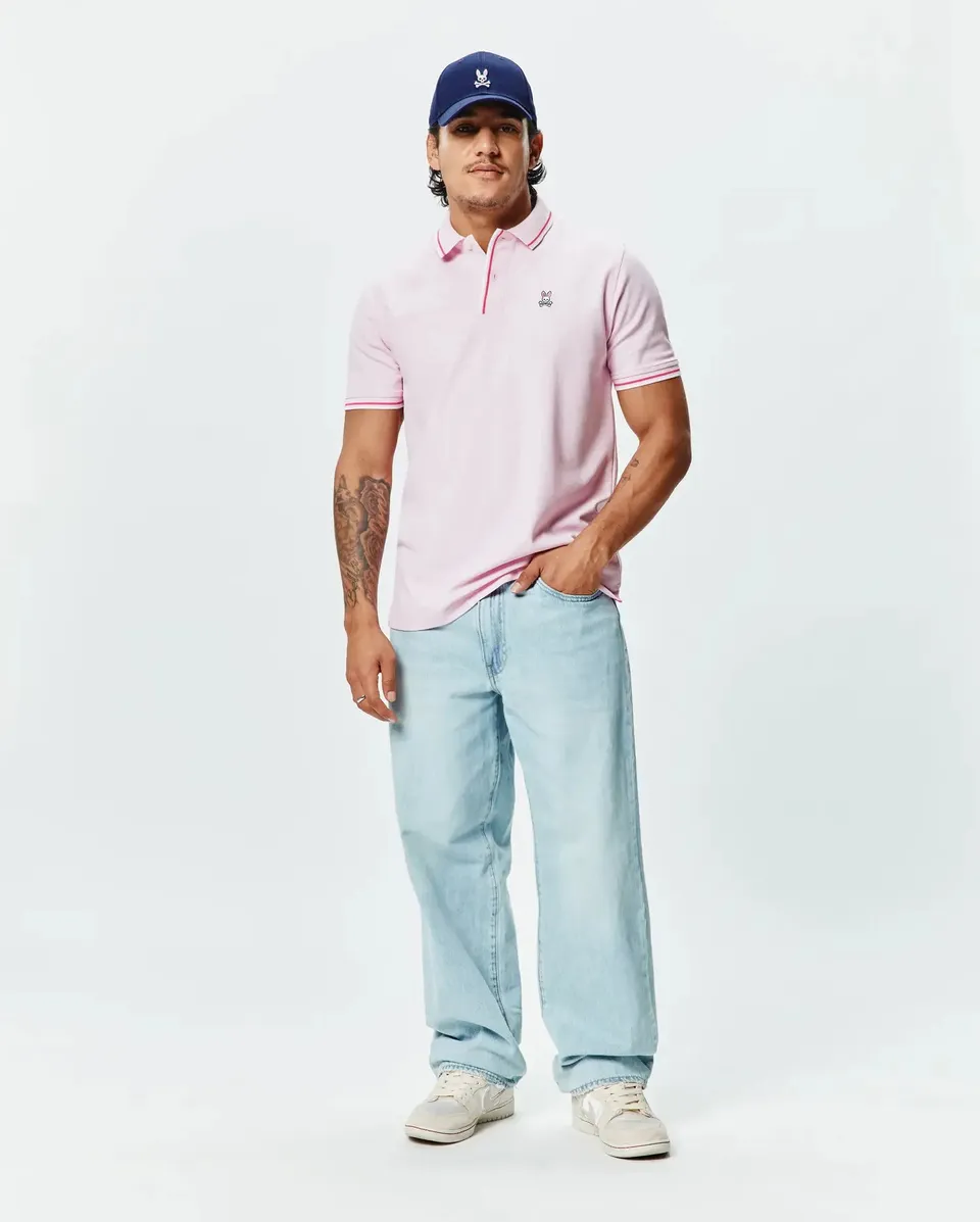 Psycho Bunny Men's Polos Faye Pique Polo polo rosa taglie uomo