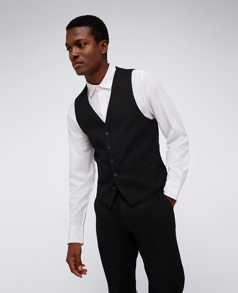 Kenneth Cole Reaction Ready Flex Slim-Fit Suit Separate Vest gilet nero stretch